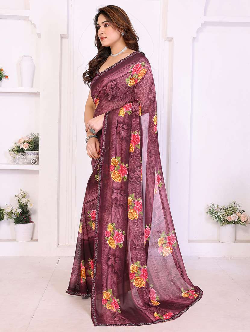 women printed casual wear saree with blouse - 22384999 -  Standard Image - 2