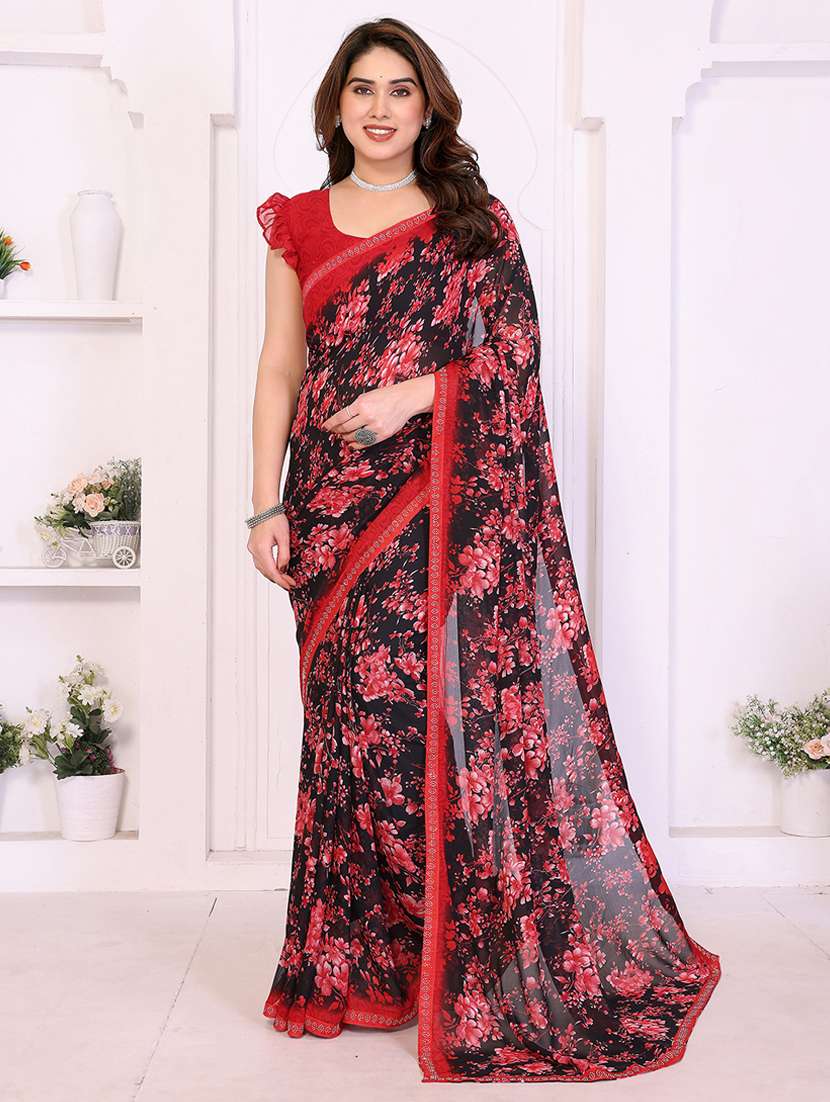 women printed casual wear saree with blouse