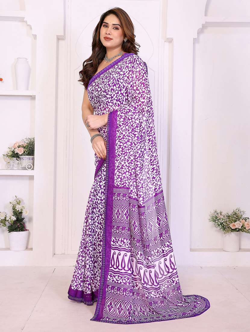 women printed casual wear saree with blouse - 22385011 -  Standard Image - 2