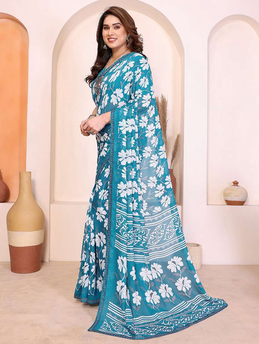 women printed casual wear saree with blouse - 22385036 -  Standard Image - 2