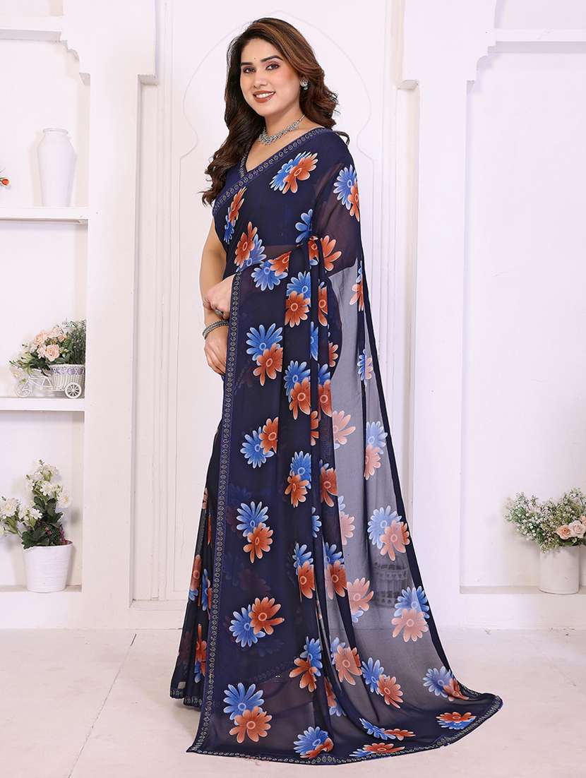 women printed casual wear saree with blouse - 22385040 -  Standard Image - 2