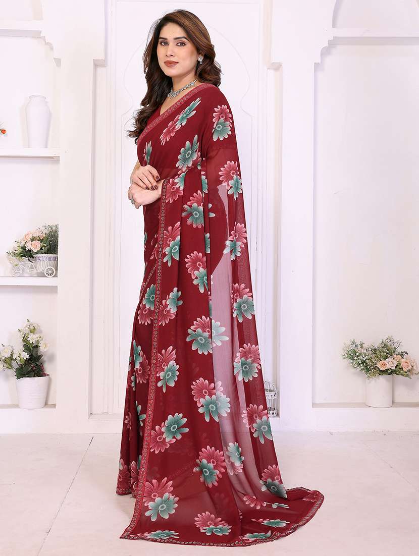 women printed casual wear saree with blouse - 22385041 -  Standard Image - 2