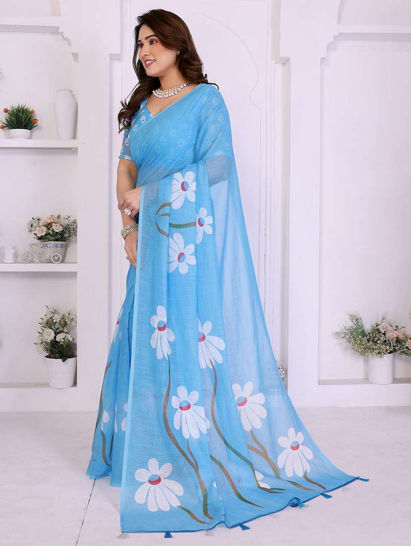 women printed casual wear saree with blouse - 22385052 -  Standard Image - 2