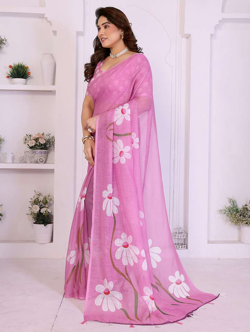 women printed casual wear saree with blouse - 22385054 -  Standard Image - 2