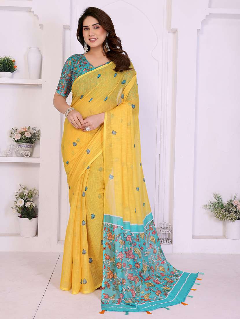 women printed casual wear saree with blouse