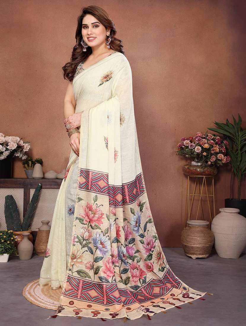 women printed casual wear saree with blouse - 22385062 -  Standard Image - 2