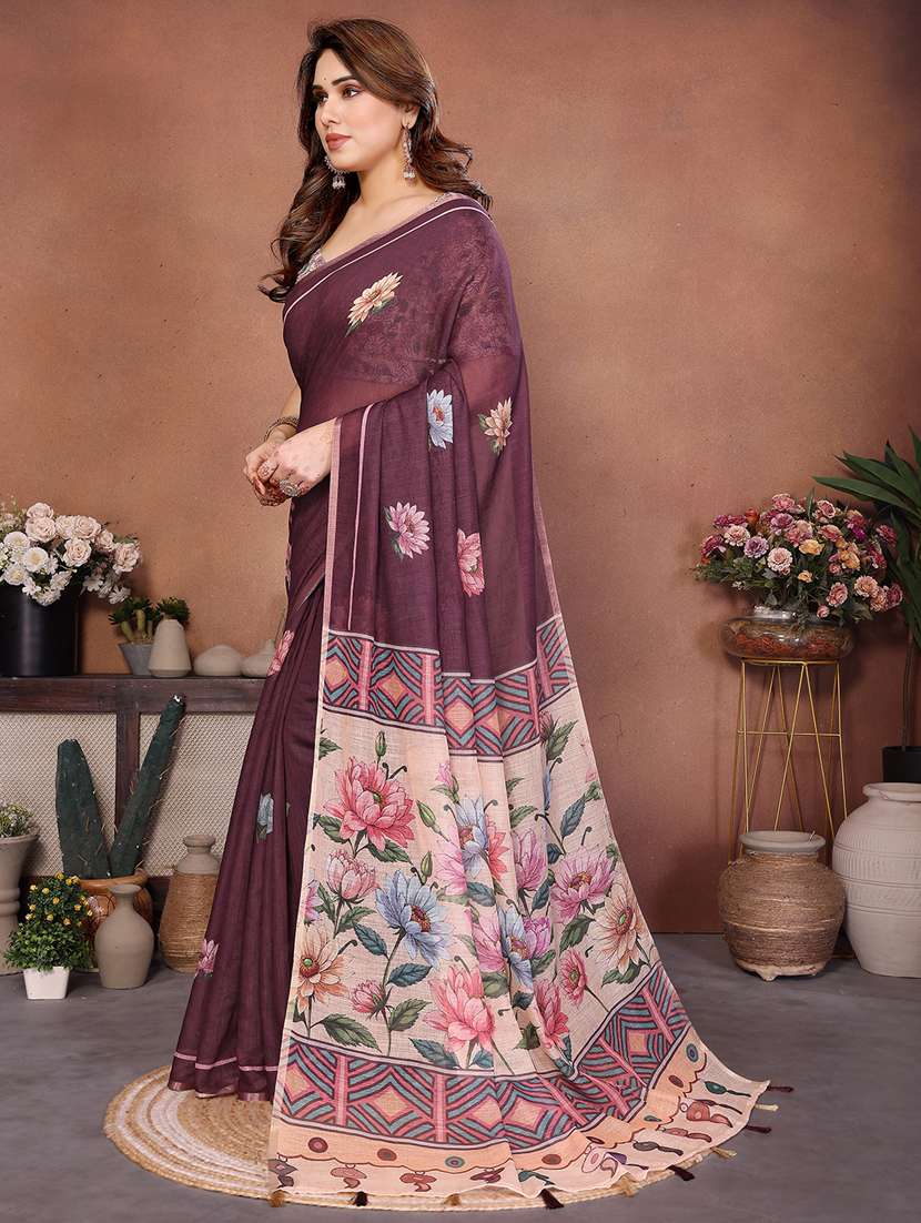 women printed casual wear saree with blouse - 22385063 -  Standard Image - 2