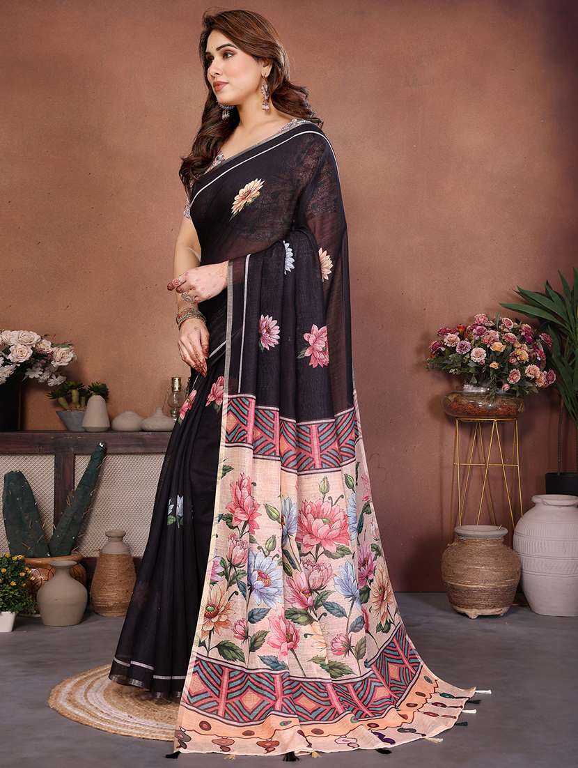 women printed casual wear saree with blouse - 22385065 -  Standard Image - 2
