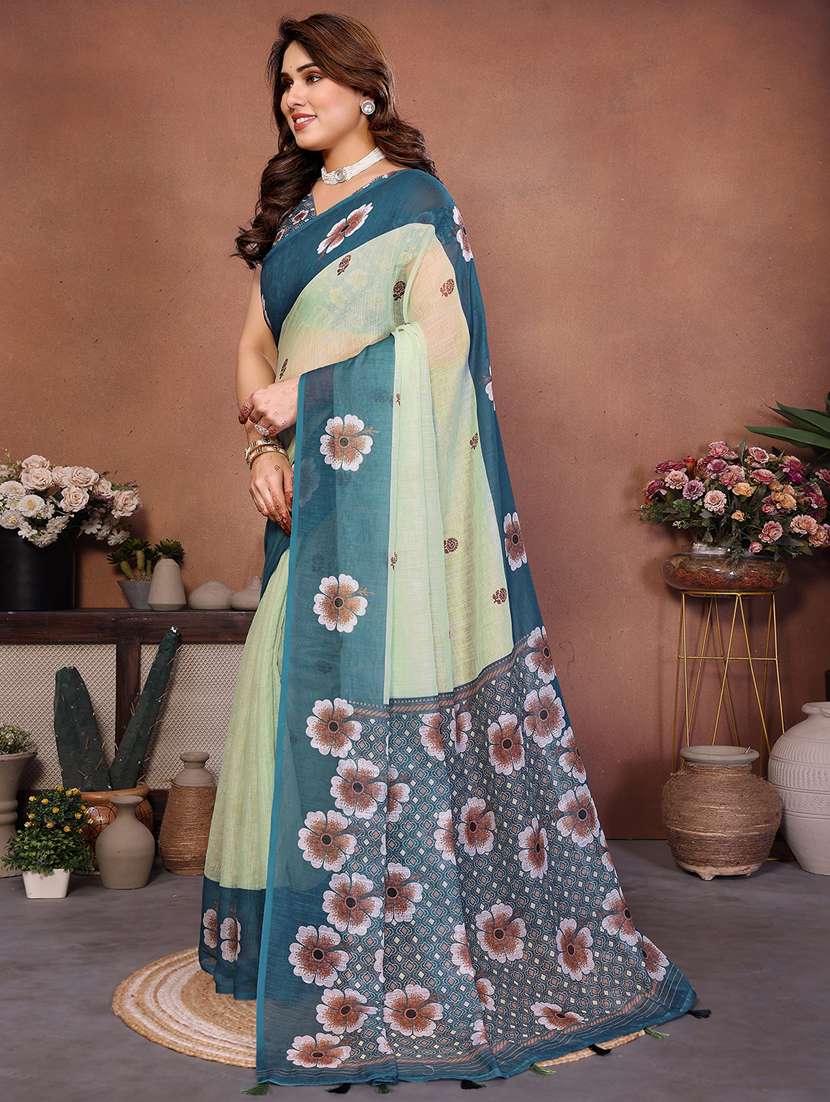 women printed casual wear saree with blouse - 22385075 -  Standard Image - 2