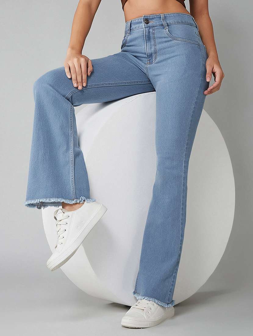 women solid high rise bootcut jeans - 22385140 -  Standard Image - 2