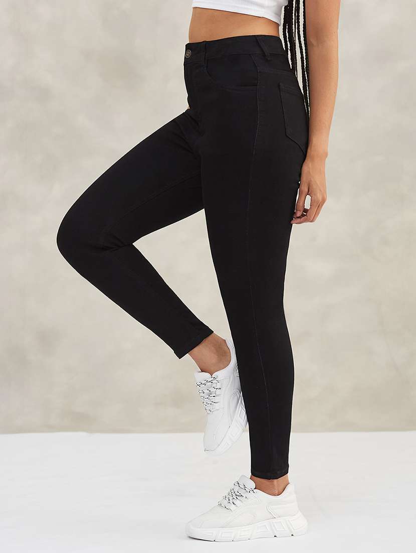 women solid high rise skinny jeans - 22385142 -  Standard Image - 2