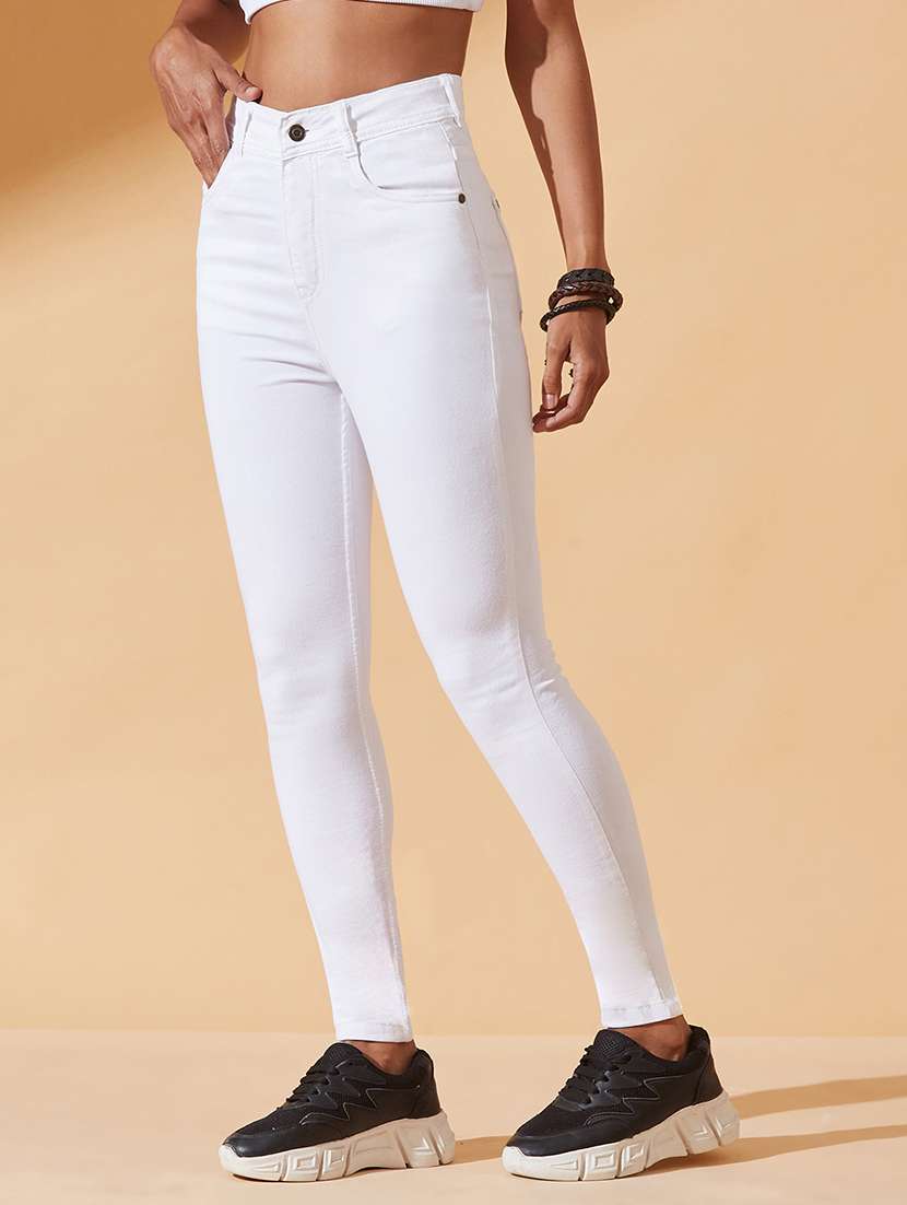 women solid high rise skinny jeans - 22385148 -  Standard Image - 2