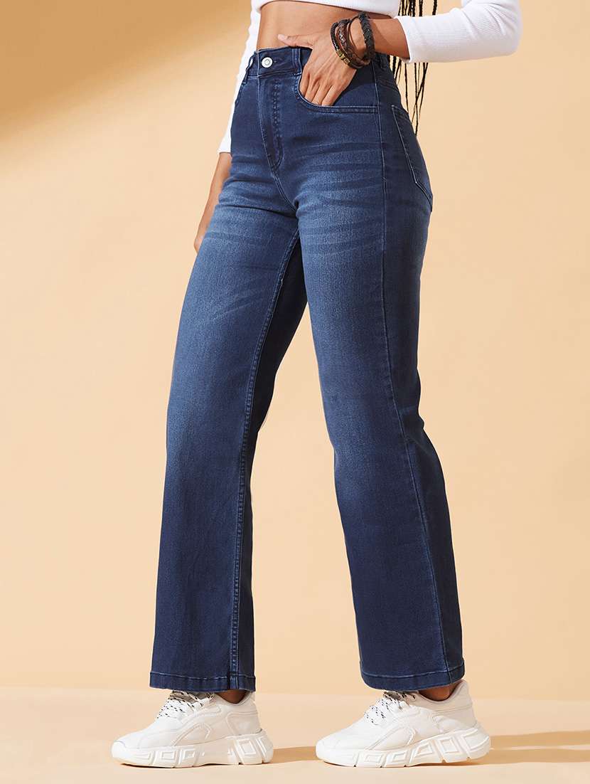 women solid high rise straight jeans - 22385156 -  Standard Image - 2