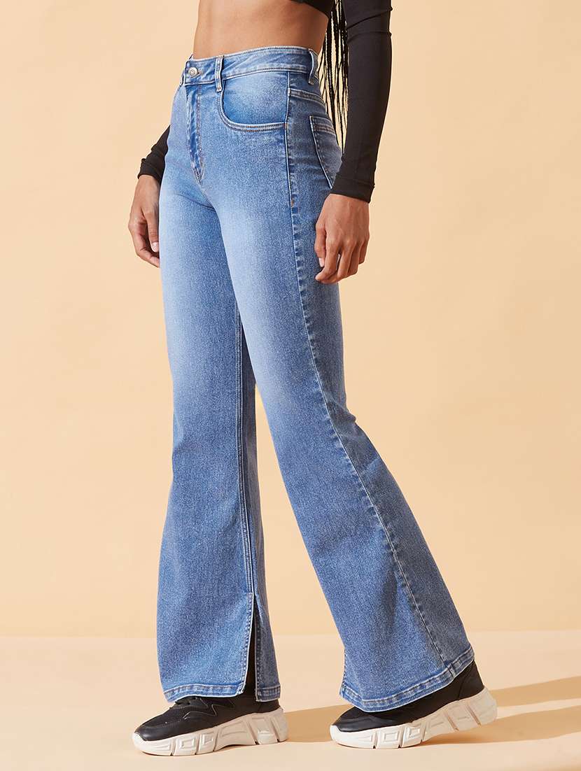 women solid high rise bootcut jeans - 22385161 -  Standard Image - 2