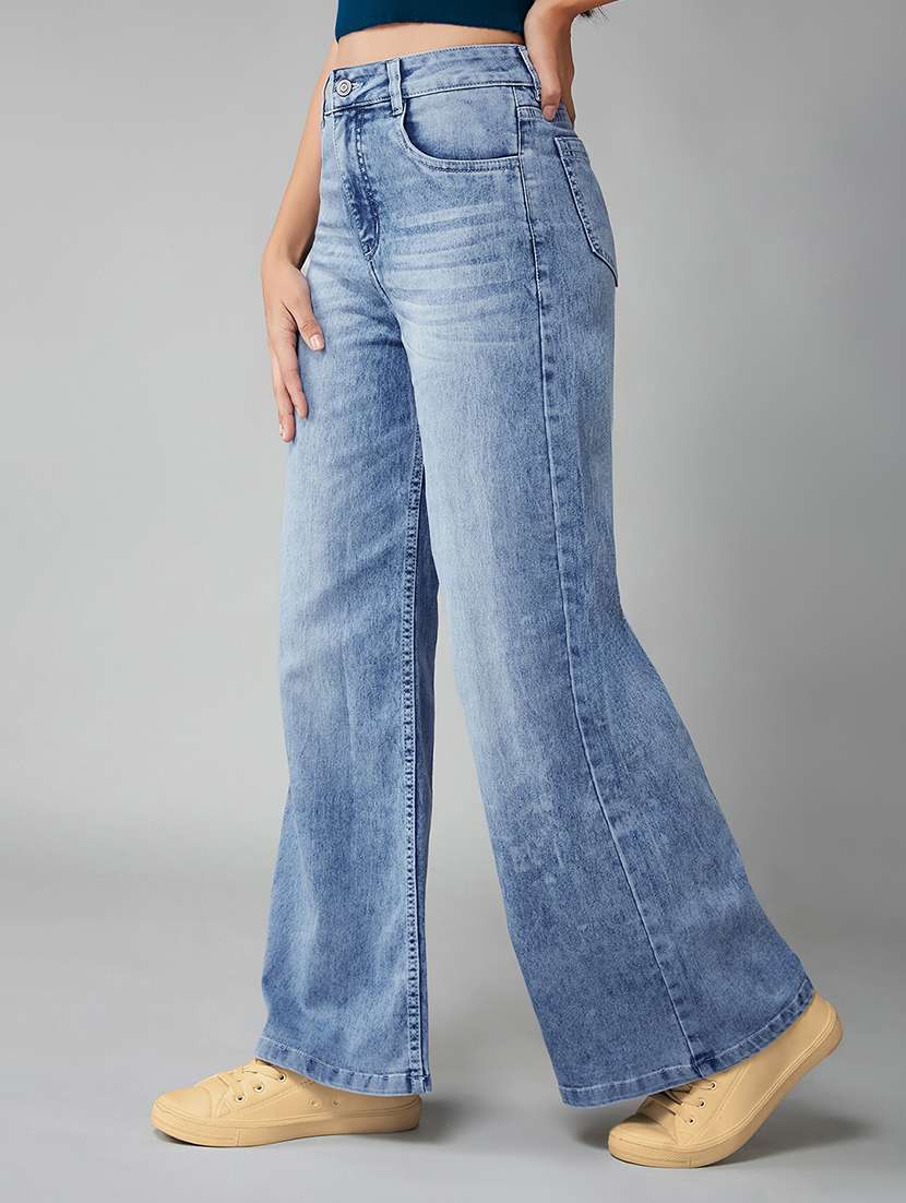 women solid high rise wide leg jeans - 22385170 -  Standard Image - 2