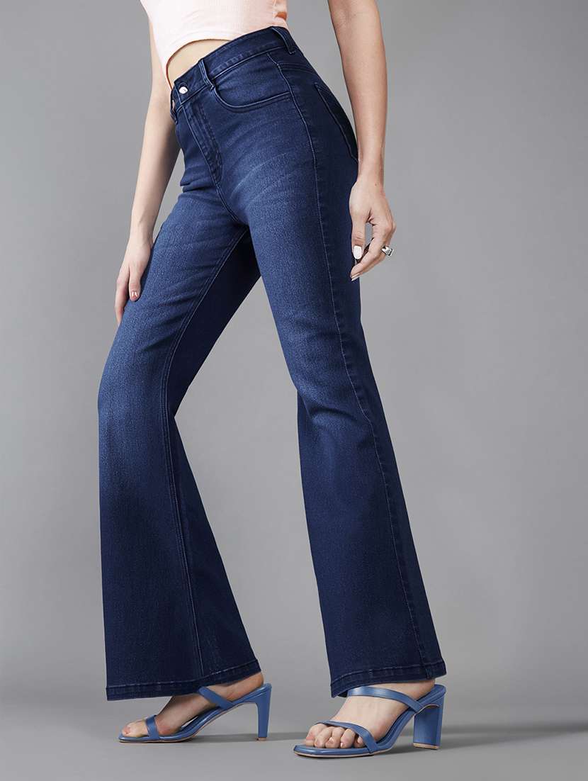 women solid high rise bootcut jeans - 22385173 -  Standard Image - 2