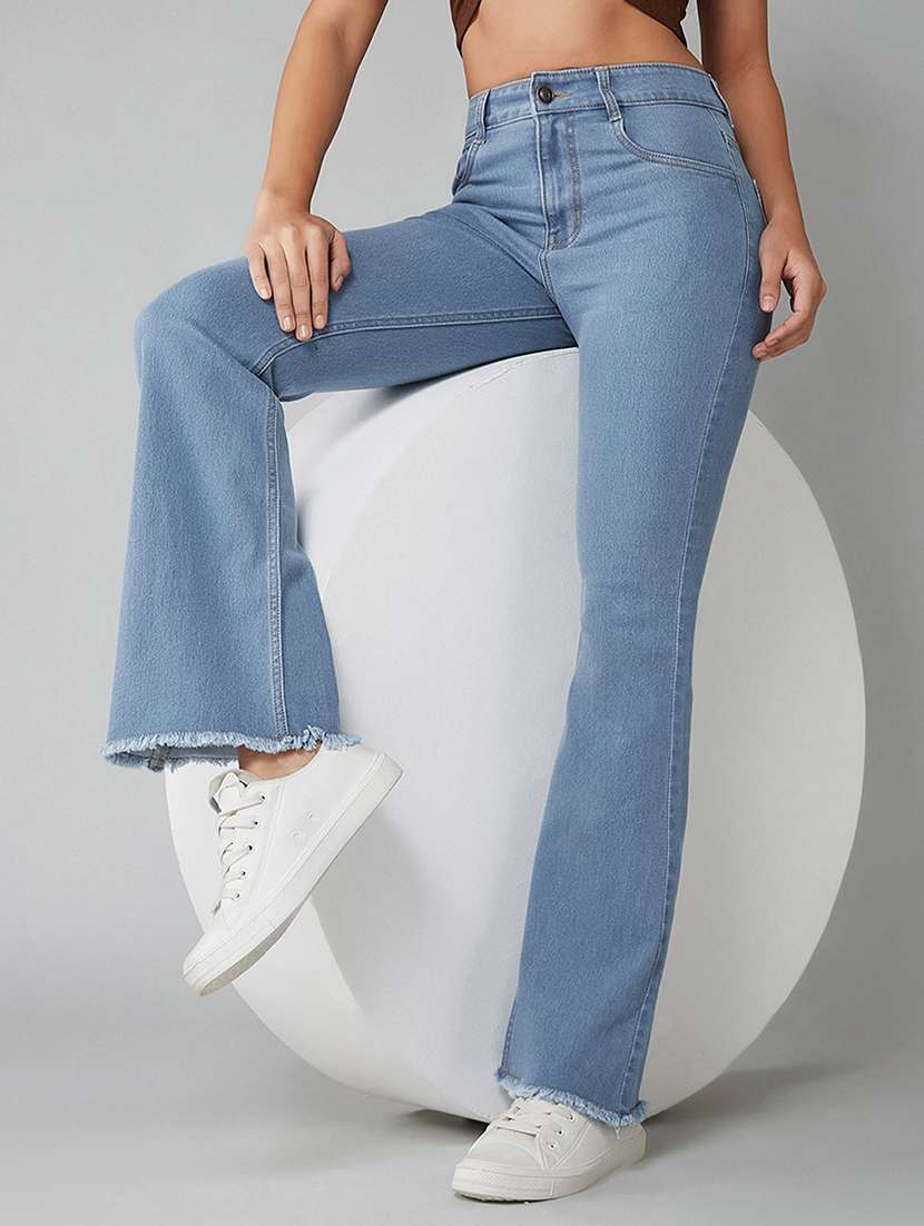 women solid high rise bootcut jeans - 22385175 -  Standard Image - 2