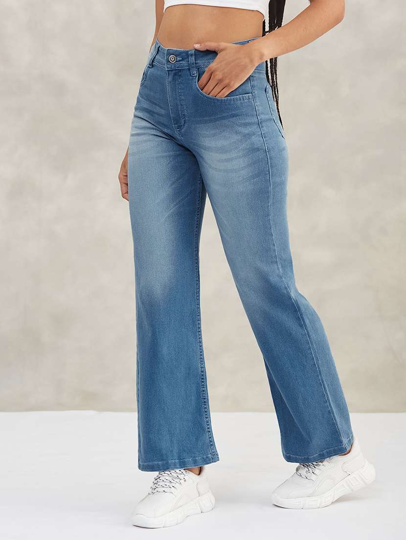 women solid high rise bootcut jeans - 22385182 -  Standard Image - 2