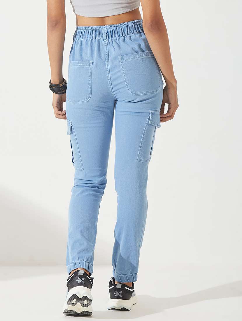 Women Solid High Rise Denim Cargo - 22385197 -  Standard Image - 2