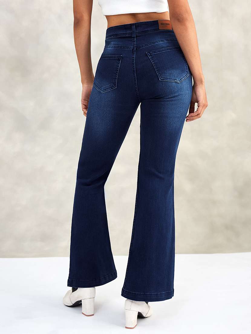 women solid high rise bootcut jeans - 22385202 -  Standard Image - 2