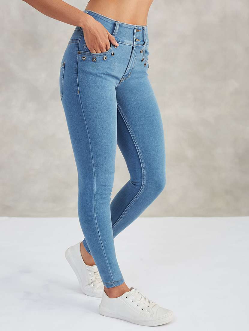 women solid high rise skinny jeans - 22385203 -  Standard Image - 2
