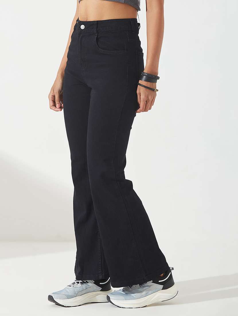women solid high rise bootcut jeans - 22385218 -  Standard Image - 2