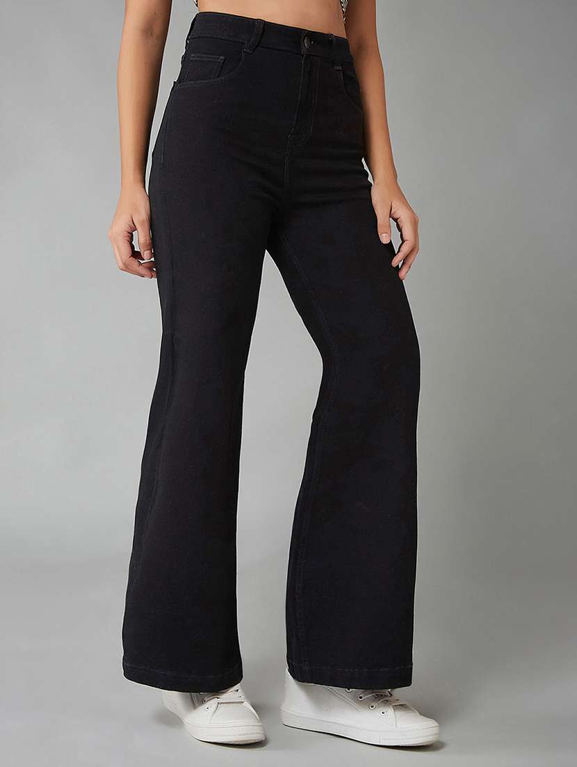 women solid high rise bootcut jeans - 22385226 -  Standard Image - 2
