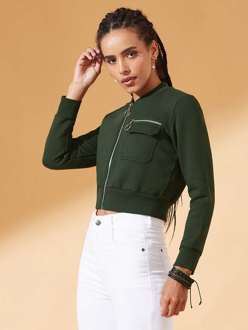 women solid long sleeve biker jacket - 22385246 -  Standard Image - 2