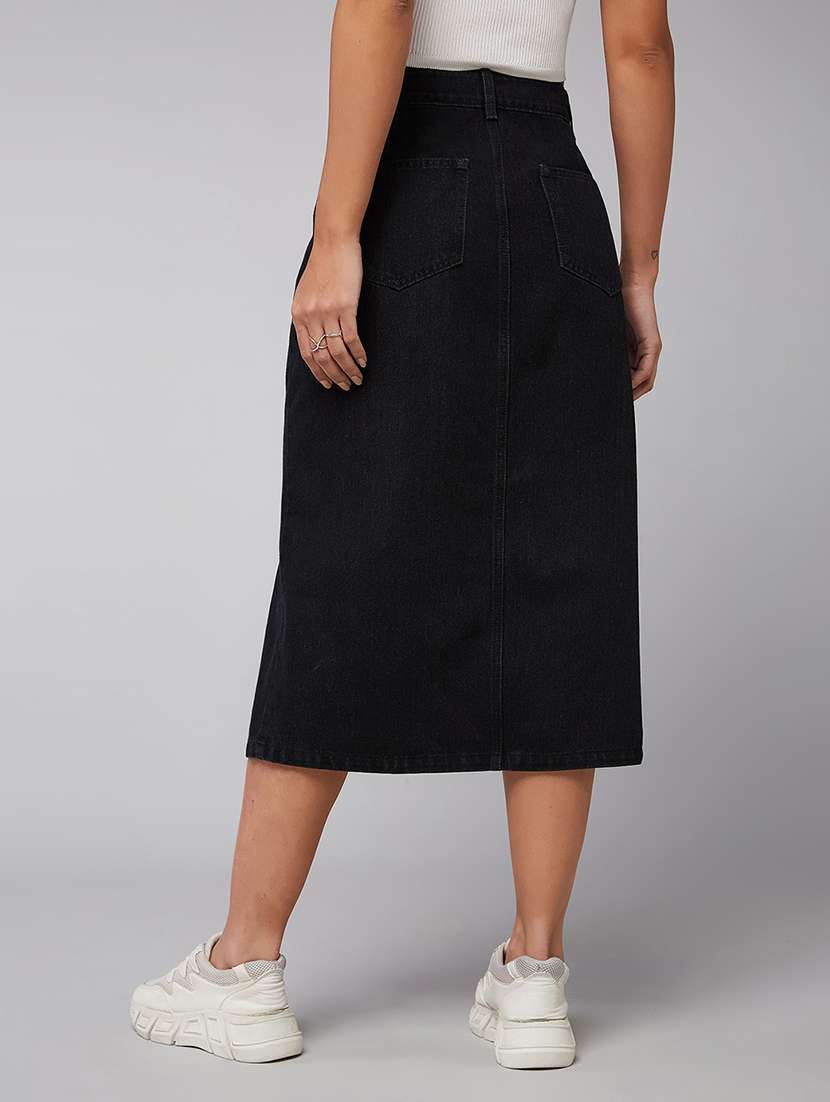 women solid high rise denim straight skirt - 22385254 -  Standard Image - 2