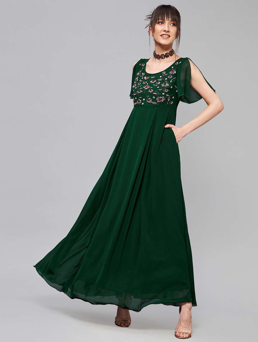 women embroidered flared sleeve fit & flare dress - 22385288 -  Standard Image - 2