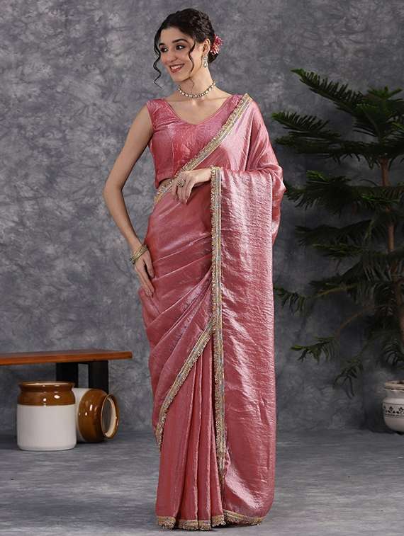 women solid with bordered saree with blouse - 22385377 -  Standard Image - 2