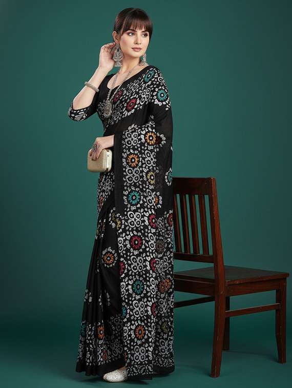 Women Printed Casual Wear Saree With Blouse - 22385394 -  Standard Image - 2