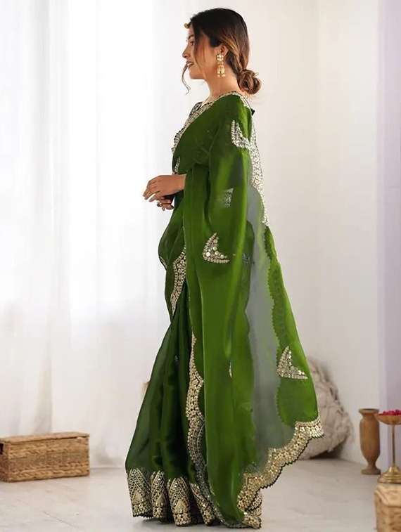 women solid with work embroidered saree with blouse - 22385396 -  Standard Image - 2