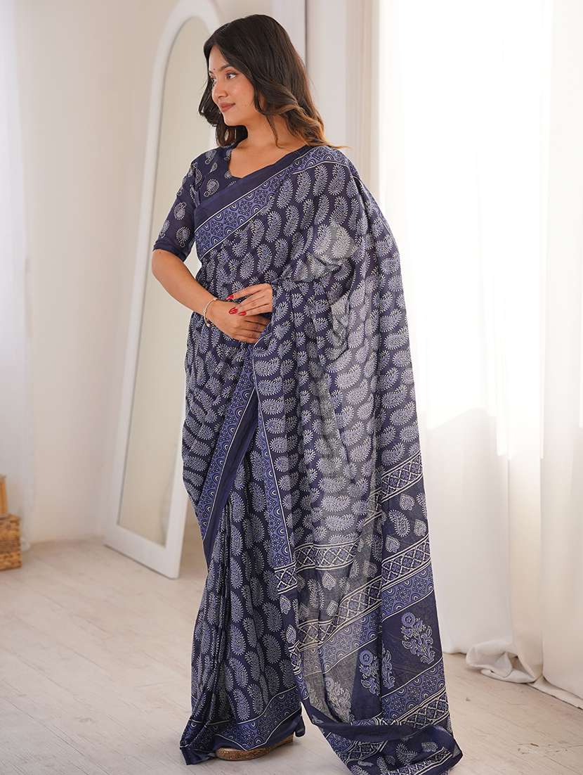 women printed casual wear saree with blouse - 22385399 -  Standard Image - 2