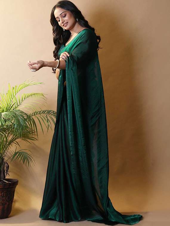 women solid plain saree with blouse - 22385402 -  Standard Image - 2