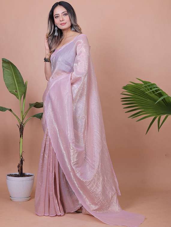 women solid plain saree with blouse - 22385406 -  Standard Image - 2