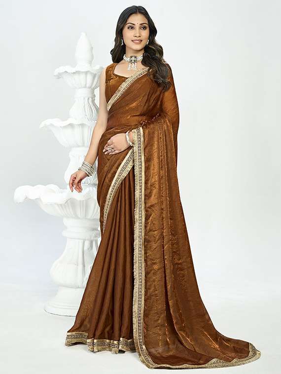 women solid with bordered saree with blouse - 22385412 -  Standard Image - 2