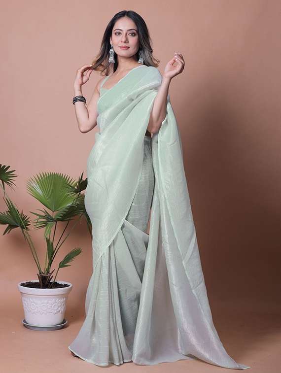 women solid plain saree with blouse