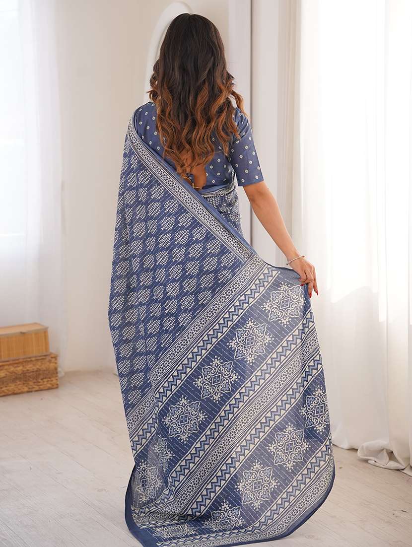 women printed casual wear saree with blouse - 22385433 -  Standard Image - 2