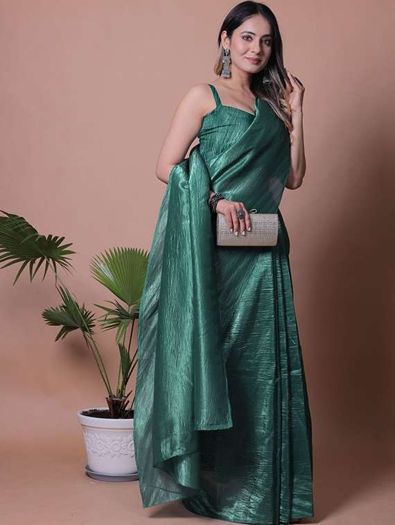 women solid plain saree with blouse - 22385445 -  Standard Image - 2