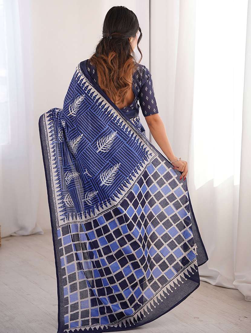 Women Printed Casual Wear Saree With Blouse - 22385452 -  Standard Image - 2