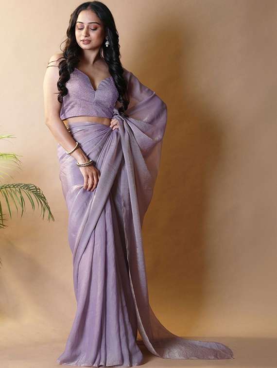 women solid plain saree with blouse