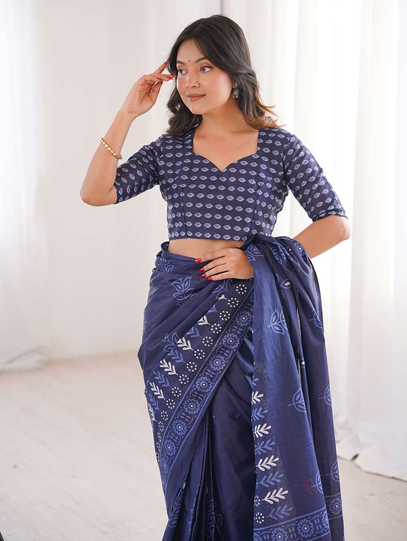 women printed casual wear saree with blouse - 22385464 -  Standard Image - 2