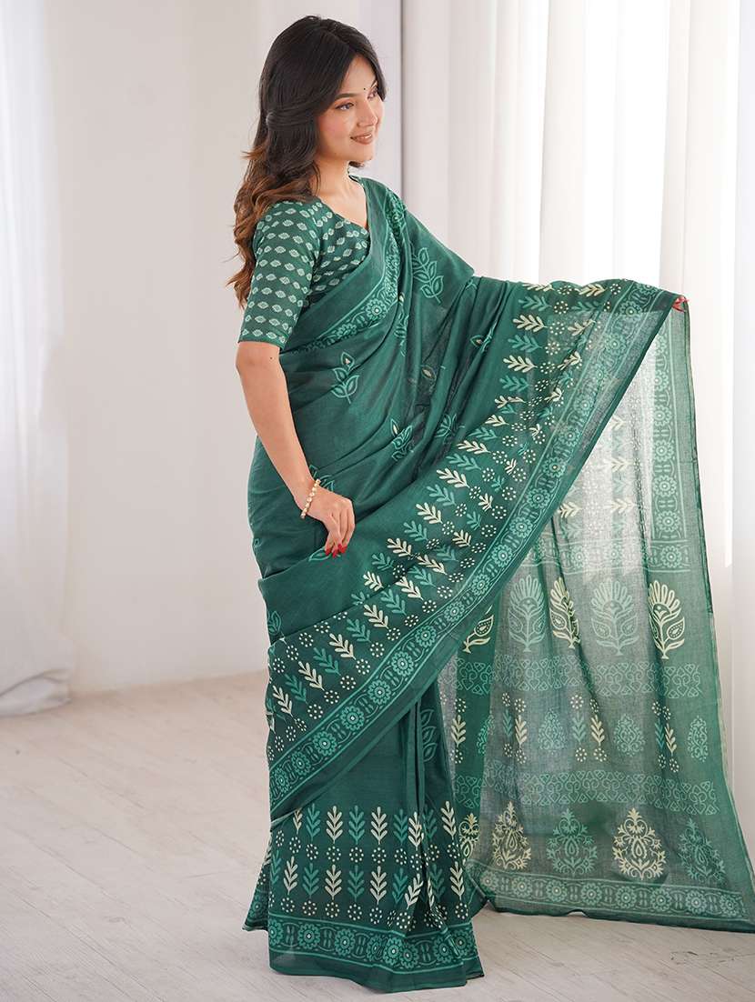 women printed casual wear saree with blouse - 22385466 -  Standard Image - 2