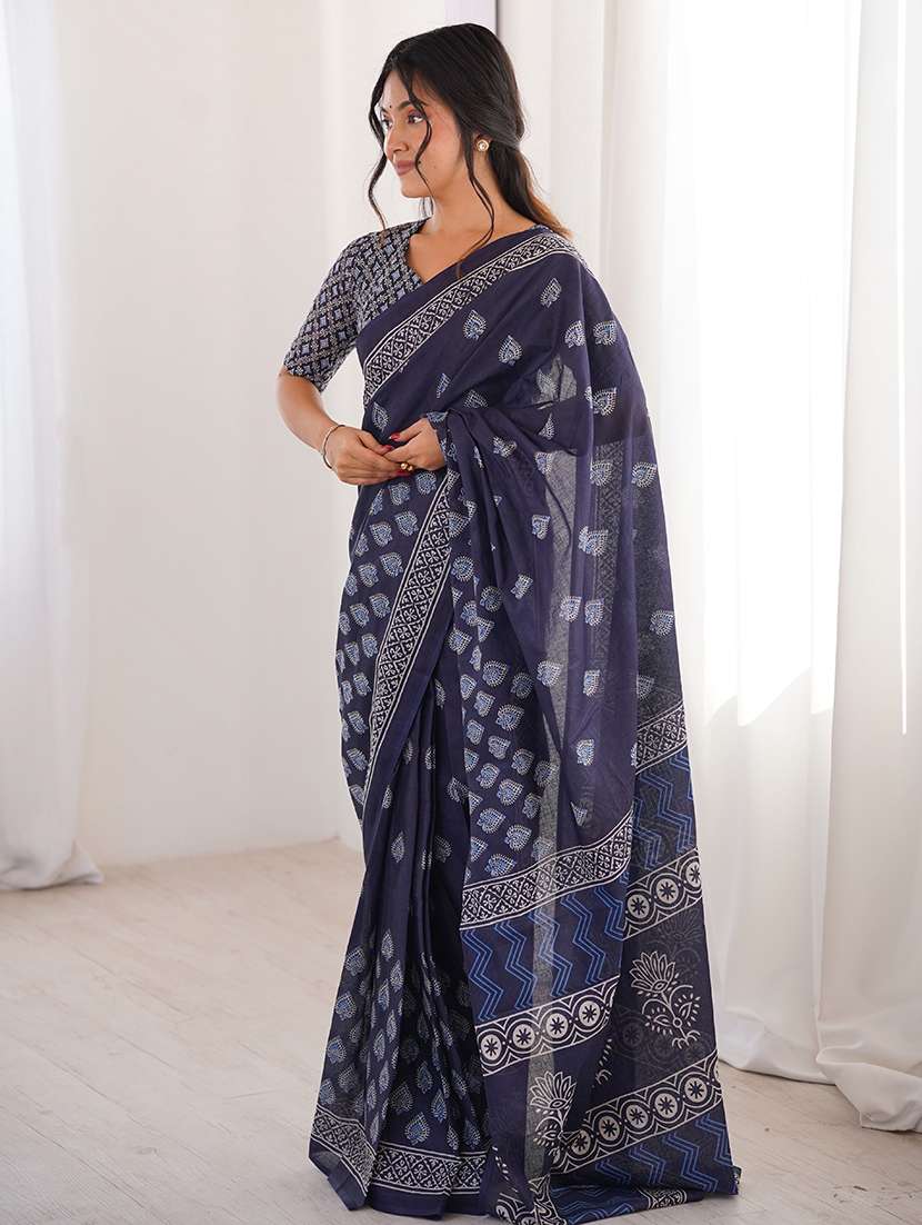 women printed casual wear saree with blouse - 22385472 -  Standard Image - 2