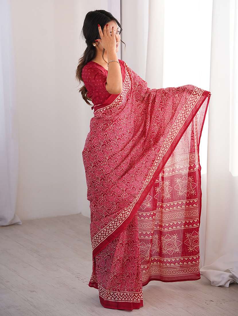 women printed casual wear saree with blouse - 22385477 -  Standard Image - 2