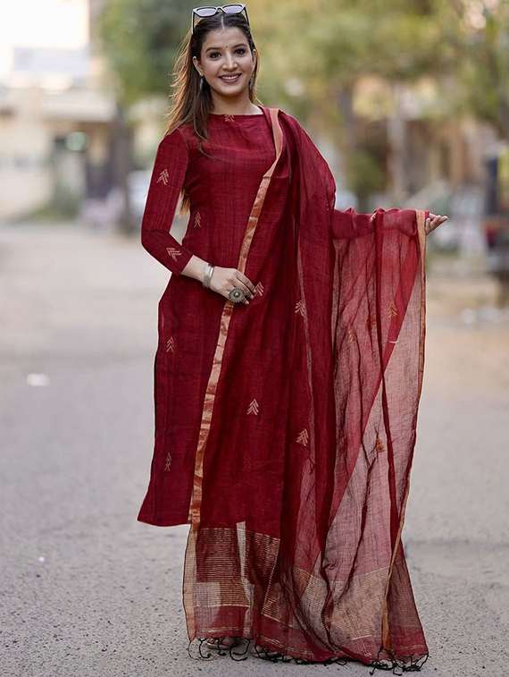 women self design three quarter sleeve kurta pant with dupatta set - 22385513 -  Standard Image - 2