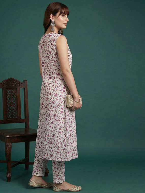 Women Printed Sleeveless Kurta Pant Set - 22385533 -  Standard Image - 2