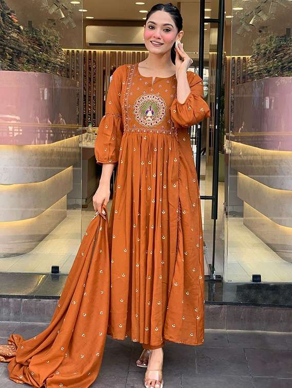 women printed three quarter sleeve kurta pant with dupatta set - 22385546 -  Standard Image - 2