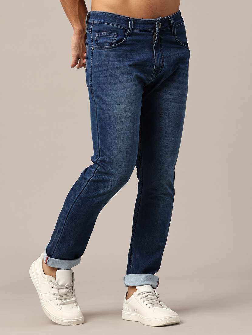 men washed mid rise slim fit jeans